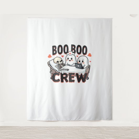 Boo Boo Crew Niedlich Halloween Nurse Ghosts Essen Wandteppich (Vorderseite)