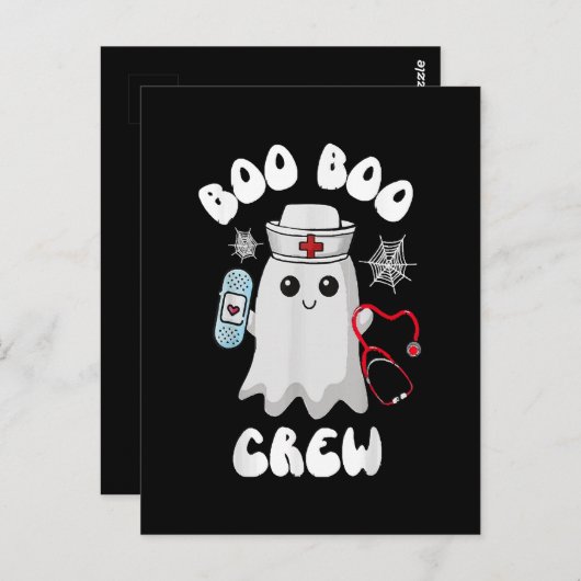 Boo Boo Crew Niedlich Nurse Ghost Funny Halloween Postkarte (Vorne/Hinten)