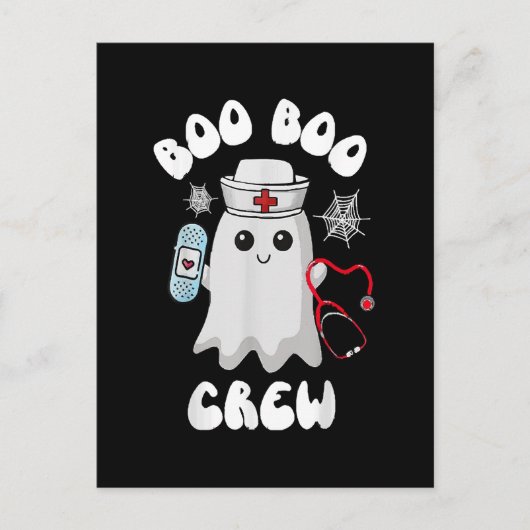 Boo Boo Crew Niedlich Nurse Ghost Funny Halloween Postkarte (Vorderseite)