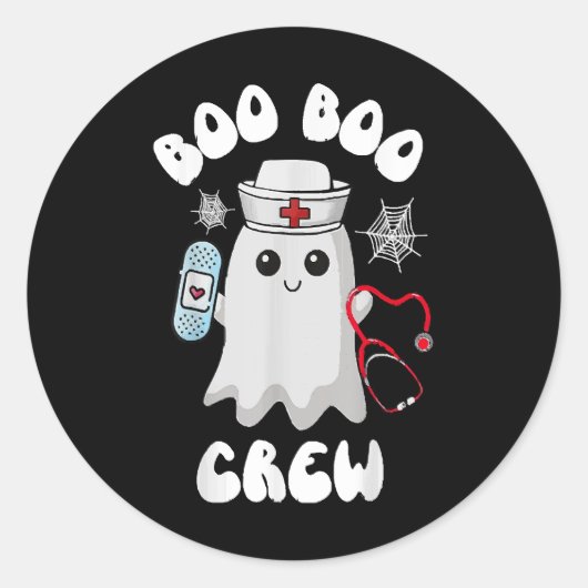 Boo Boo Crew Niedlich Nurse Ghost Funny Halloween Runder Aufkleber (Vorderseite)