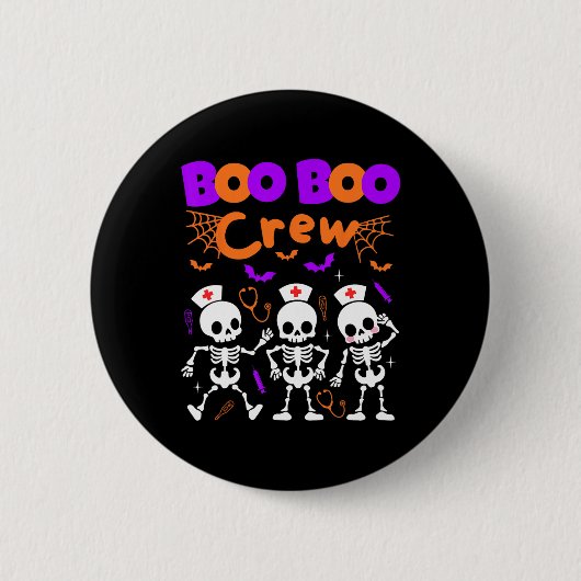 Boo Boo Crew Nurse Dancing Skeletts Halloween Ort Button (Vorderseite)
