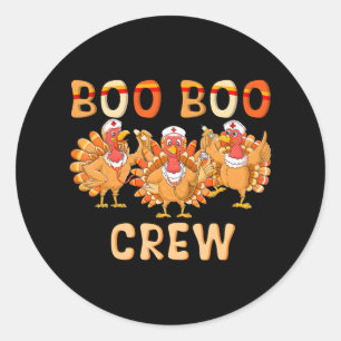 Boo Boo Crew Nurse Erntedank Matching Türkei Runder Aufkleber