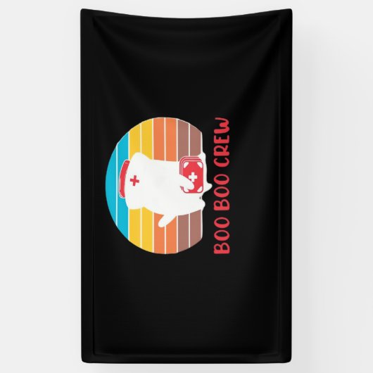 Boo Boo Crew Nurse Funny Ghost Halloween Classic T Banner (Vertikal)