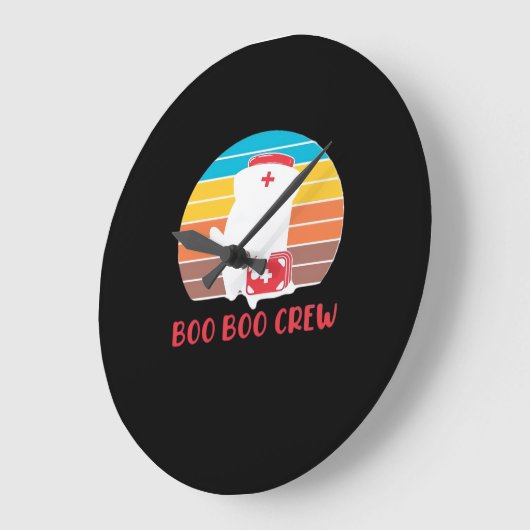 Boo Boo Crew Nurse Funny Ghost Halloween Classic T Große Wanduhr (Winkel)