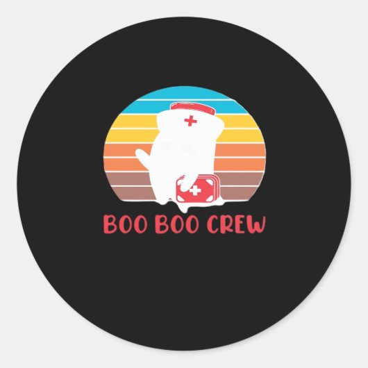 Boo Boo Crew Nurse Funny Ghost Halloween Classic T Runder Aufkleber (Vorderseite)