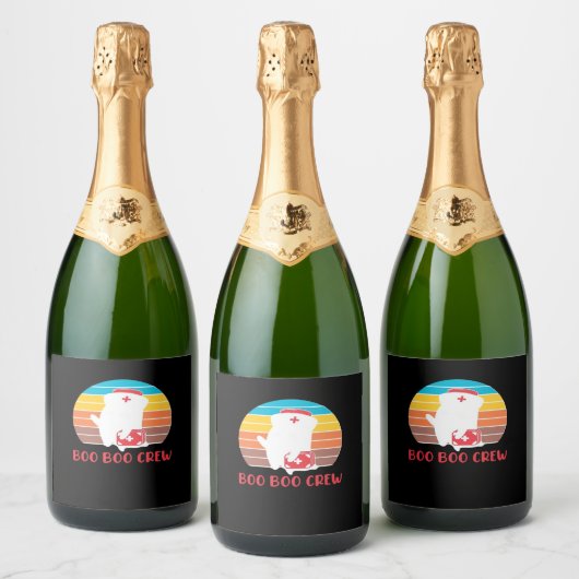 Boo Boo Crew Nurse Funny Ghost Halloween Classic T Schaumweinetikett (Flaschen)