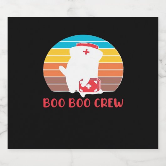 Boo Boo Crew Nurse Funny Ghost Halloween Classic T Schaumweinetikett (Einzelnes Label)