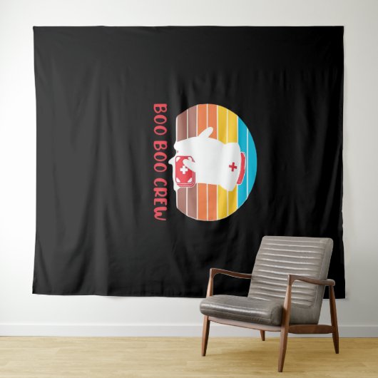 Boo Boo Crew Nurse Funny Ghost Halloween Classic T Wandteppich (Beispiel (Horizontal))