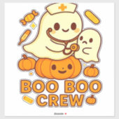 Boo Boo Crew Nurse Funny Halloween Ghost Nurse Gir Aufkleber (Blatt)