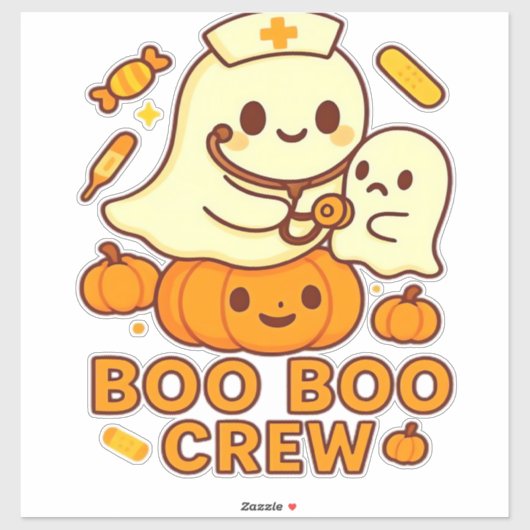 Boo Boo Crew Nurse Funny Halloween Ghost Nurse Gir Aufkleber (Blatt)