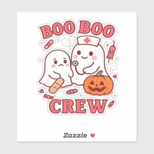 Boo Boo Crew Nurse Funny Halloween Ghost Nurse Gir Aufkleber (Blatt)