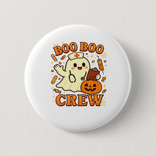 Boo Boo Crew Nurse Funny Halloween Ghost Nurse Gir Button (Vorderseite)