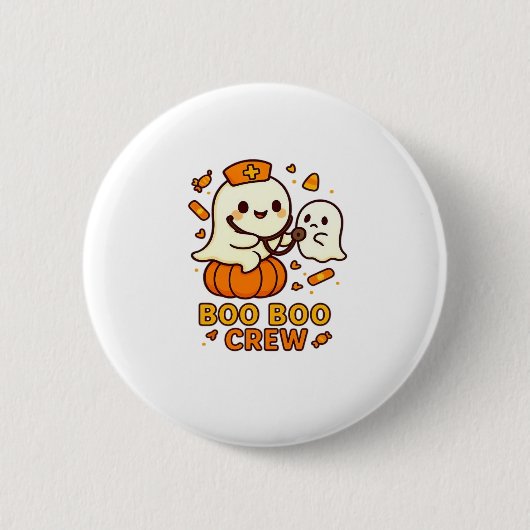 Boo Boo Crew Nurse Funny Halloween Ghost Nurse Gir Button (Vorderseite)