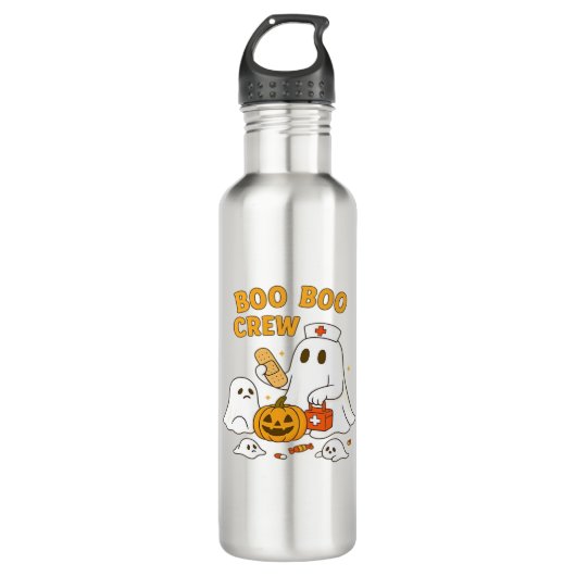 Boo Boo Crew Nurse Funny Halloween Ghost Nurse Gir Edelstahlflasche (Vorderseite)