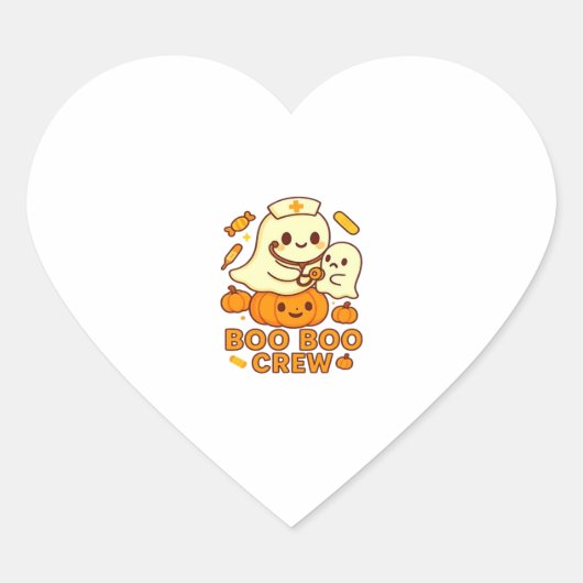 Boo Boo Crew Nurse Funny Halloween Ghost Nurse Gir Herz-Aufkleber (Vorderseite)