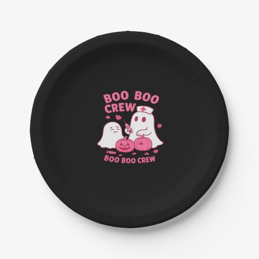 Boo Boo Crew Nurse Funny Halloween Ghost Nurse Gir Pappteller (Vorderseite)