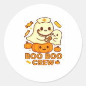 Boo Boo Crew Nurse Funny Halloween Ghost Nurse Gir Runder Aufkleber (Vorderseite)