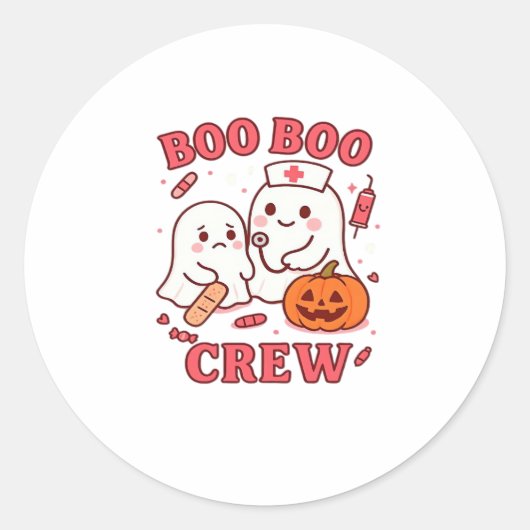 Boo Boo Crew Nurse Funny Halloween Ghost Nurse Gir Runder Aufkleber (Vorderseite)