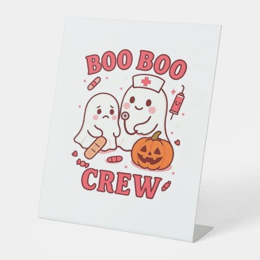 Boo Boo Crew Nurse Funny Halloween Ghost Nurse Gir Sockelschild (Vorderseite)