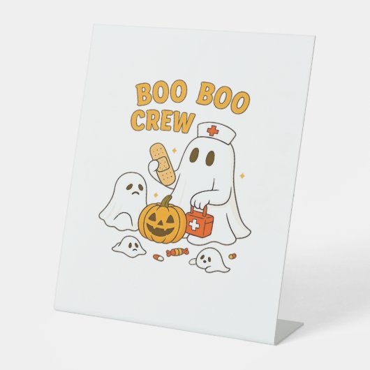 Boo Boo Crew Nurse Funny Halloween Ghost Nurse Gir Sockelschild (Vorderseite)