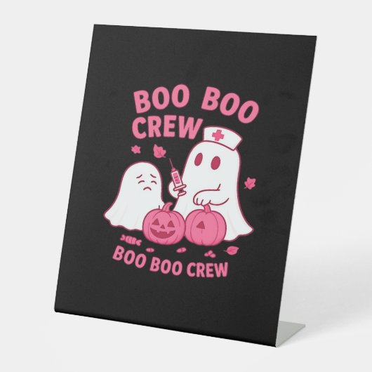 Boo Boo Crew Nurse Funny Halloween Ghost Nurse Gir Sockelschild (Vorderseite)