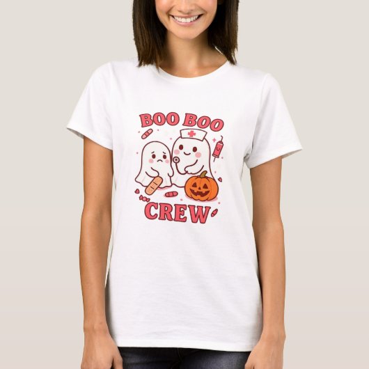 Boo Boo Crew Nurse Funny Halloween Ghost Nurse Gir T-Shirt (Vorderseite)