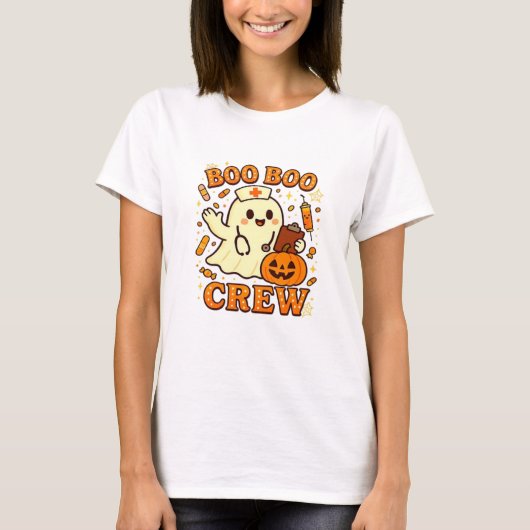 Boo Boo Crew Nurse Funny Halloween Ghost Nurse Gir T-Shirt (Vorderseite)