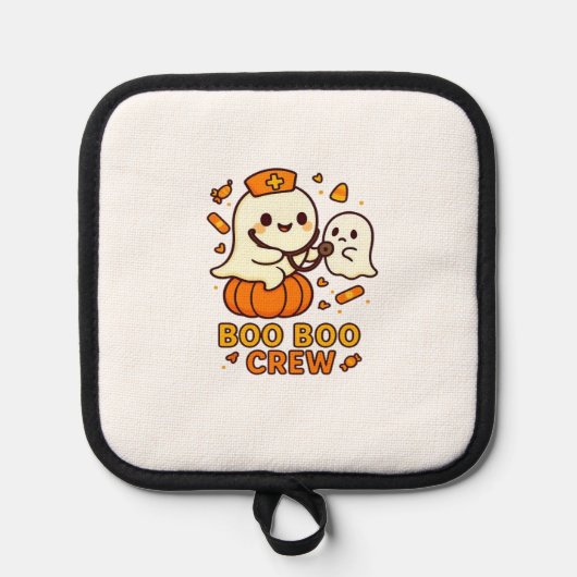 Boo Boo Crew Nurse Funny Halloween Ghost Nurse Gir Topflappen (Vorderseite)