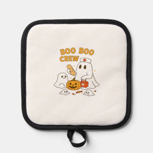 Boo Boo Crew Nurse Funny Halloween Ghost Nurse Gir Topflappen (Vorderseite)