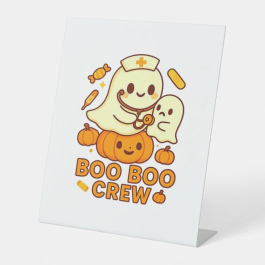 Boo Boo Crew Nurse Ghost Classic T - Shirt Sockelschild (Vorderseite)
