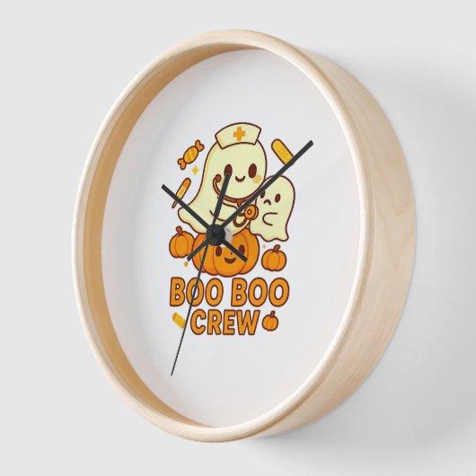Boo Boo Crew Nurse Ghost Classic T - Shirt Uhr (Winkel)