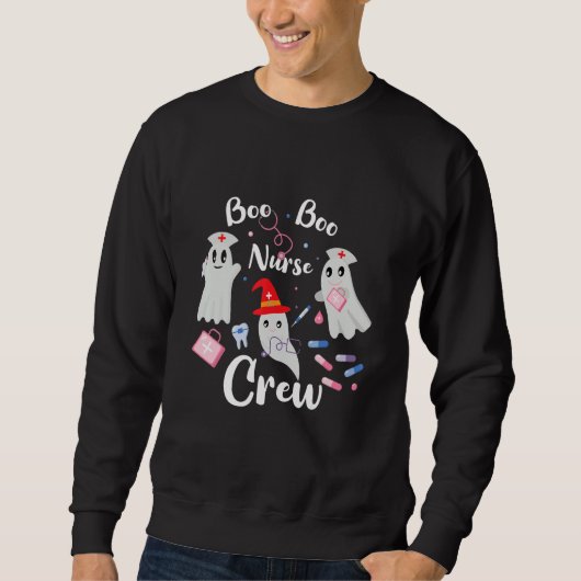 Boo Boo Crew Nurse Ghost  Halloween Costume 1 Sweatshirt (Vorderseite)