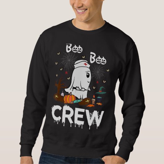 Boo Boo Crew Nurse Ghost Halloween Kostüm Sweatshirt (Vorderseite)