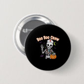 Boo Boo Crew Nurse Halloween Funny Skelton Nurse H Button (Vorne & Hinten)