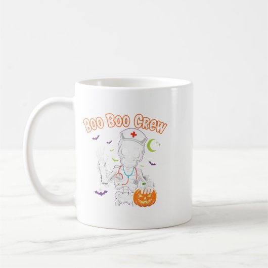 Boo Boo Crew Nurse Halloween Funny Skelton Nurse H Kaffeetasse (Links)