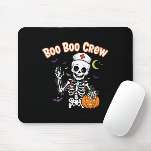 Boo Boo Crew Nurse Halloween Funny Skelton Nurse H Mousepad (Mit Mouse)