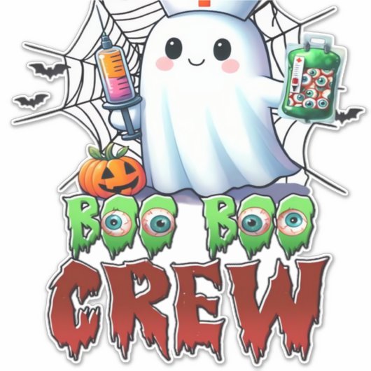 Boo Boo Crew Nurse Halloween Ghost Funny Classic T Aufkleber (Vorderseite)