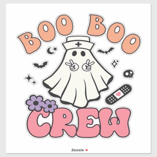 Boo Boo Crew Nurse Halloween Ghost Funny Classic T Aufkleber (Blatt)