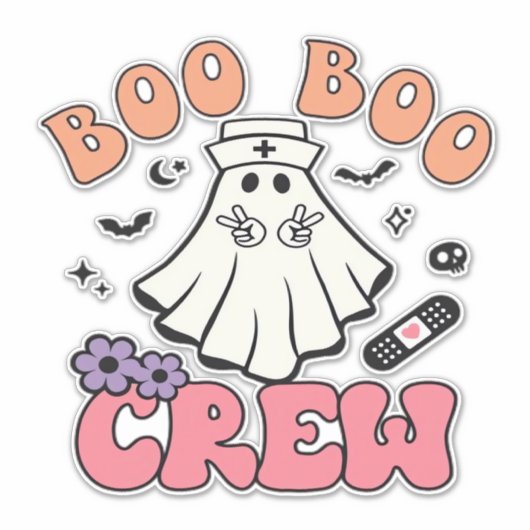 Boo Boo Crew Nurse Halloween Ghost Funny Classic T Aufkleber (Vorderseite)