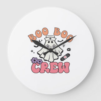 Boo Boo Crew Nurse Halloween Ghost Funny Classic T Große Wanduhr