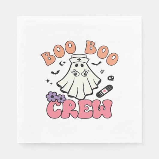Boo Boo Crew Nurse Halloween Ghost Funny Classic T Serviette (Vorderseite)