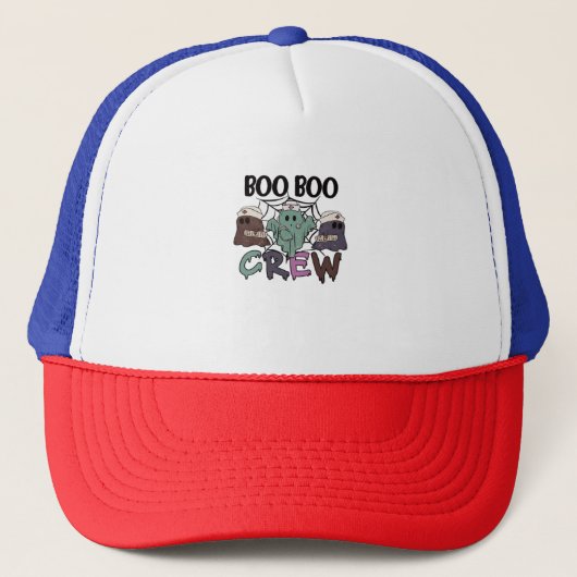 Boo Boo Crew Nurse Halloween Ghost Funny Classic T Truckerkappe (Vorderseite)