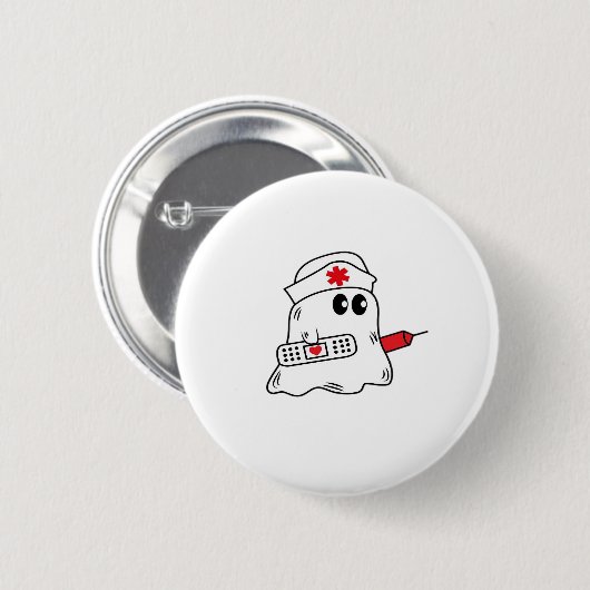 Boo Boo Crew Nurse Halloween Ghost Funny Oversifie Button (Vorne & Hinten)