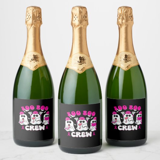 Boo Boo Crew Nurse Halloween Kostüm Ghost Breast Schaumweinetikett (Flaschen)