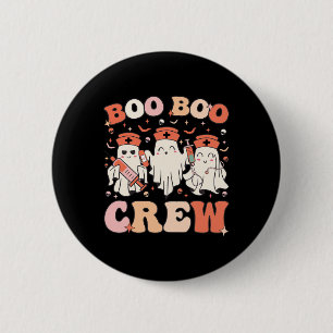 Boo Boo Crew Nurse Halloween Nurse Ghost Women Hal Button