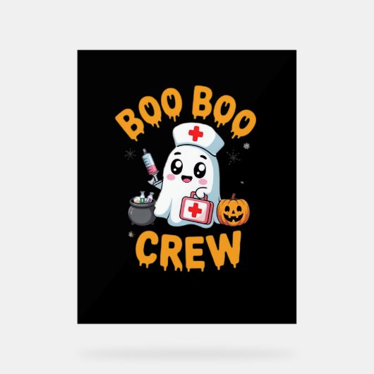 Boo Boo Crew Nurse Niedlich Ghost Halloween Pflege Acrylschild (Vorderseite)