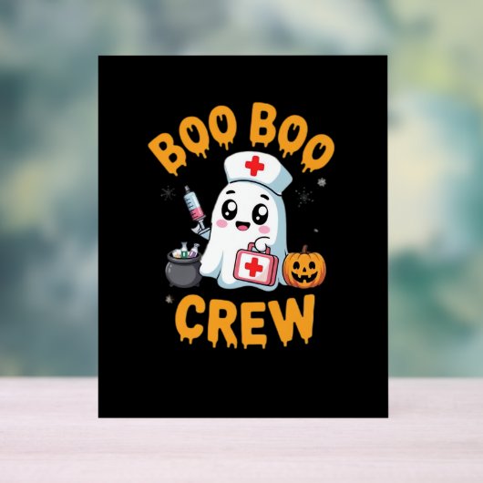 Boo Boo Crew Nurse Niedlich Ghost Halloween Pflege Acrylschild (Neutral)