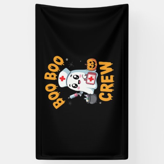Boo Boo Crew Nurse Niedlich Ghost Halloween Pflege Banner (Vertikal)