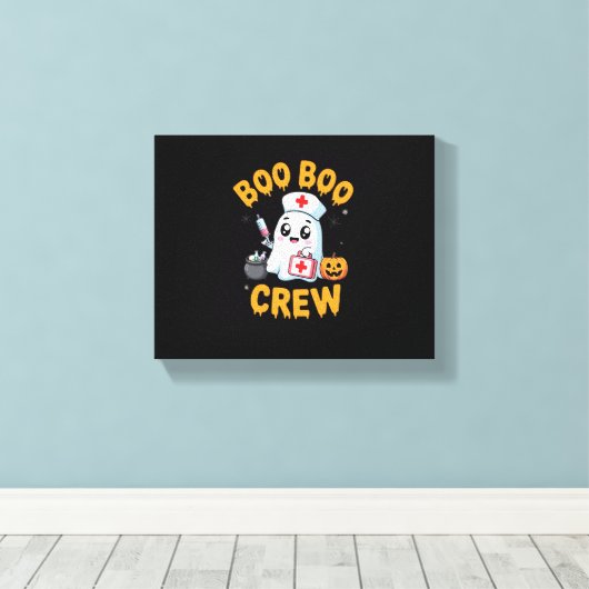 Boo Boo Crew Nurse Niedlich Ghost Halloween Pflege Leinwanddruck (Insitu (Holzboden))