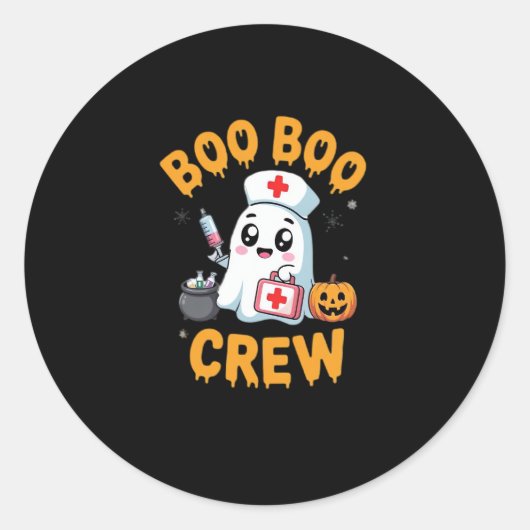 Boo Boo Crew Nurse Niedlich Ghost Halloween Pflege Runder Aufkleber (Vorderseite)